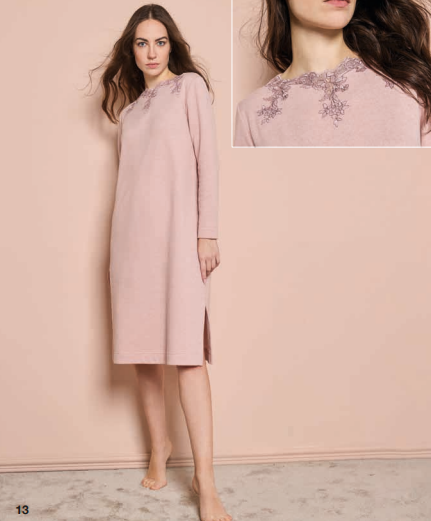 Camicia da notte in punto milano con pizzo | ETHEL - PMC Portici