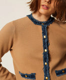 Cardigan fitted con passamaneria jeans | TWINSET - PMC Portici