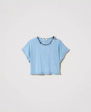 T-shirt con treccia e frange | TWINSET - PMC Portici