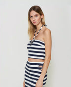 Top in maglia jacquard con ricamo | TWINSET - PMC PorticiTop in maglia jacquard con ricamo | TWINSET - PMC Portici