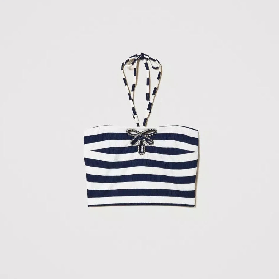 Top in maglia jacquard con ricamo | TWINSET - PMC Portici