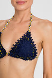 Bikini a triangolo fantasia con macramè | TWINSET - PMC Portici