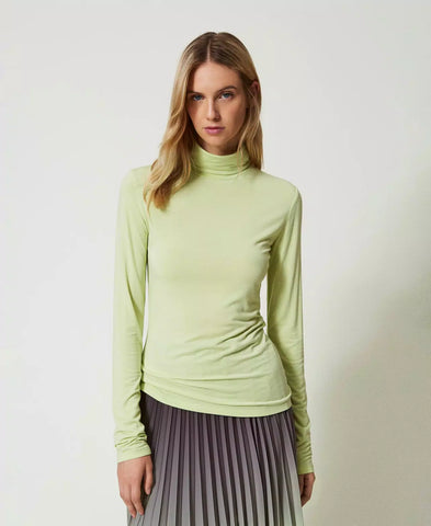 T-shirt dolcevita con ricamo logo | TWINSET - PMC Portici