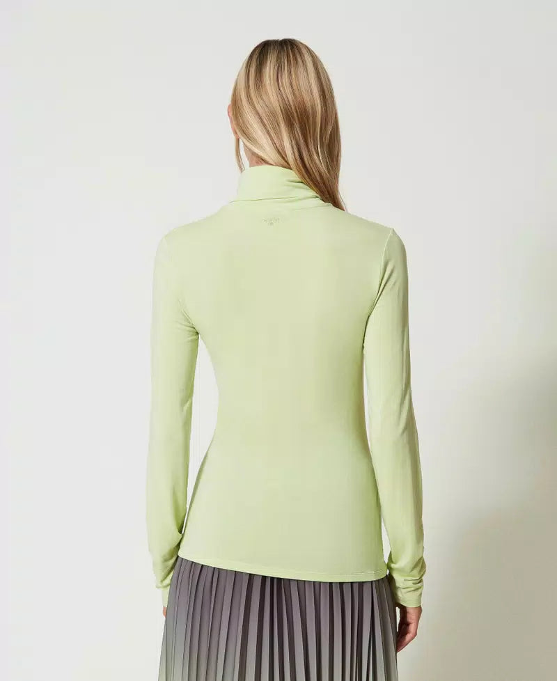 T-shirt dolcevita con ricamo logo | TWINSET - PMC Portici