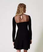 Abito corto in maglia con tulle e ricamo | TWINSET - PMC Portici

