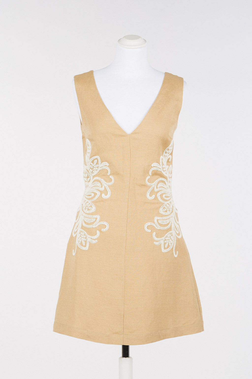 Abito corto in misto lino con ricami | TWINSET - PMC Portici

