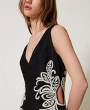 Abito corto in misto lino con ricami | TWINSET - PMC Portici