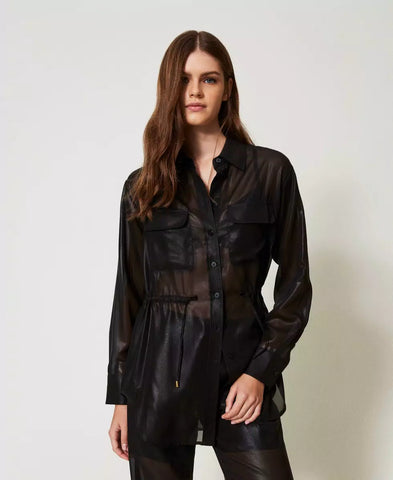 Camicia in georgette laminata | TWINSET - PMC Portici

