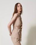 Gilet in misto lino con cintura | TWINSET - PMC Portici

