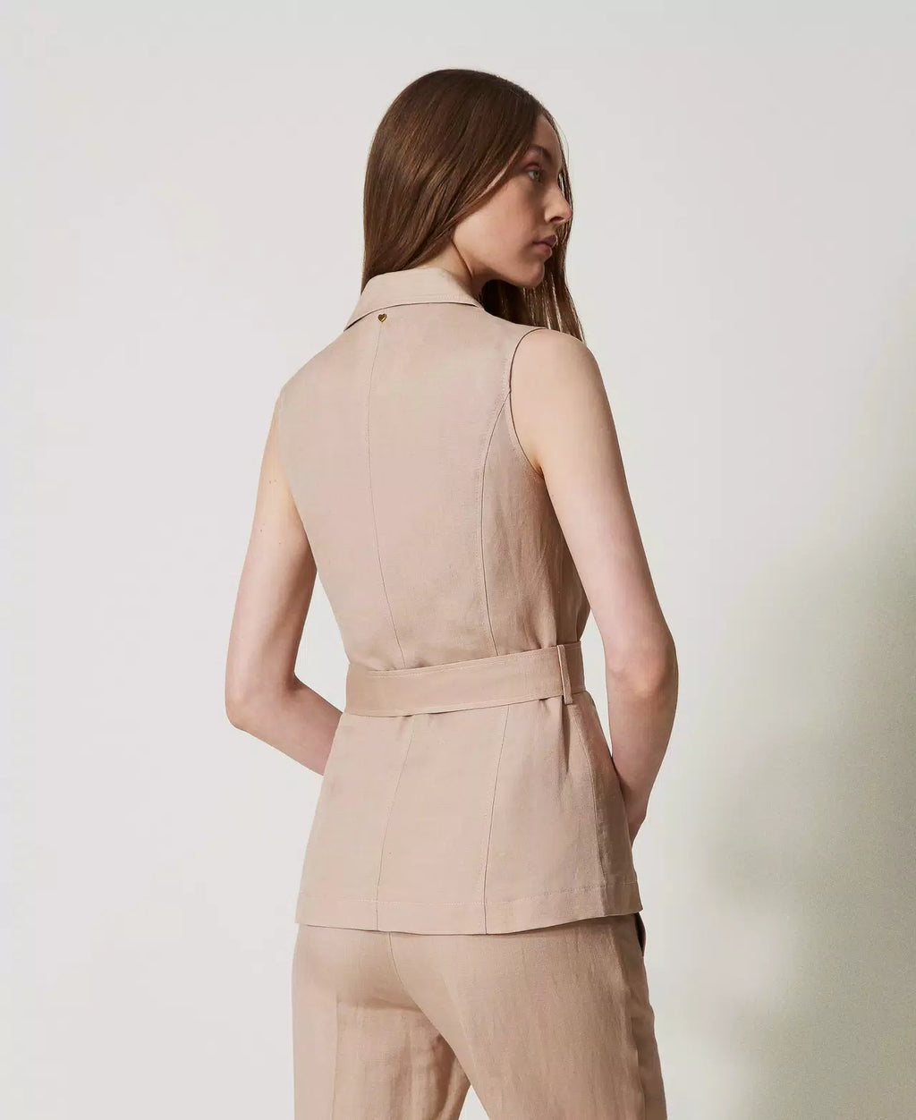 Gilet in misto lino con cintura | TWINSET - PMC Portici

