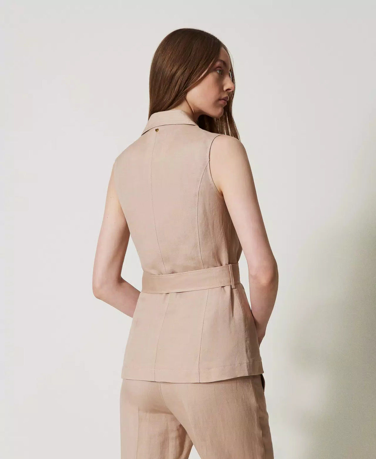Gilet in misto lino con cintura | TWINSET - PMC Portici

