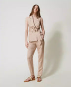 Gilet in misto lino con cintura | TWINSET - PMC Portici

