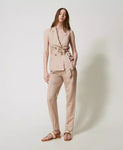 Gilet in misto lino con cintura | TWINSET - PMC Portici

