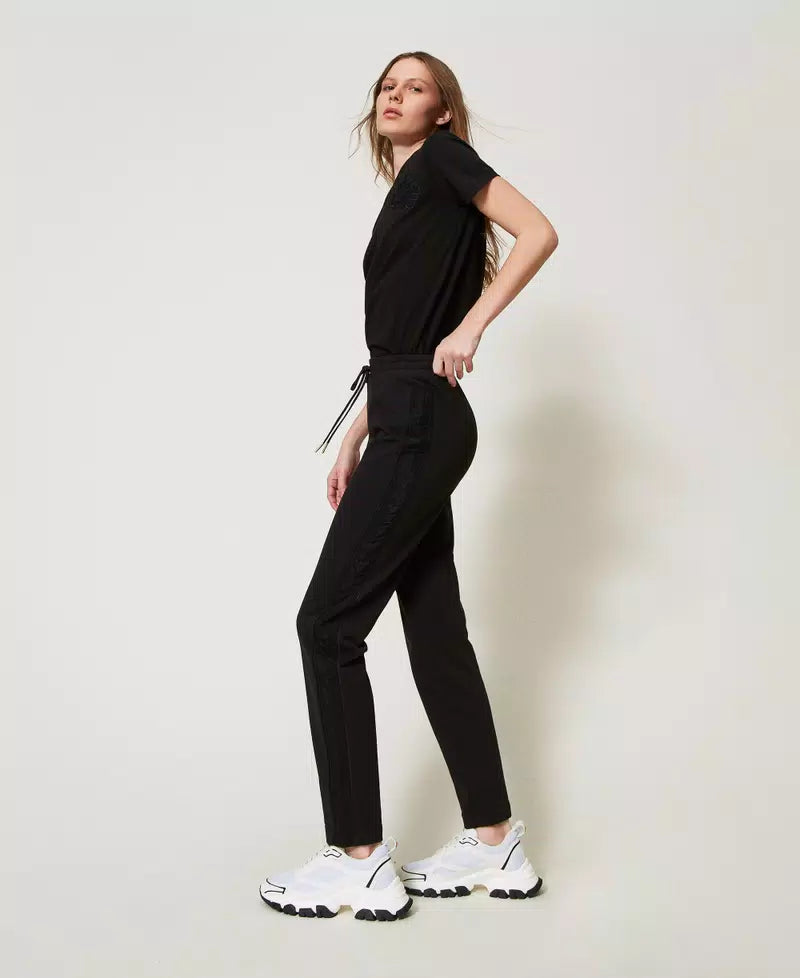 Pantaloni a sigaretta con ricamo