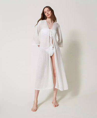Caftano lungo fitted in crochet | TWINSET - PMC Portici

