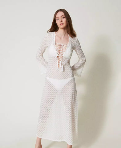 Caftano lungo in crochet | TWINSET - PMC Portici


