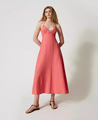 Abito lungo in misto lino con perle | TWINSET - PMC Portici