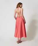 Abito lungo in misto lino con perle | TWINSET - PMC Portici