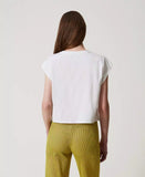 T-shirt con ricamo logo di perle | TWINSET - PMC Portici

