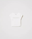 T-shirt con ricamo logo di perle | TWINSET - PMC Portici

