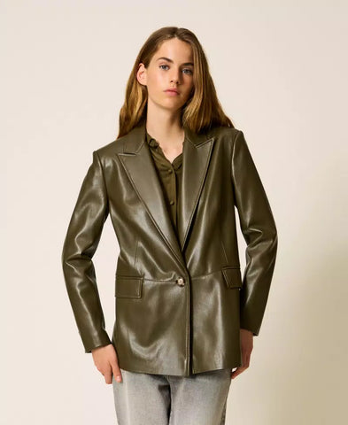Giacca blazer effetto pelle