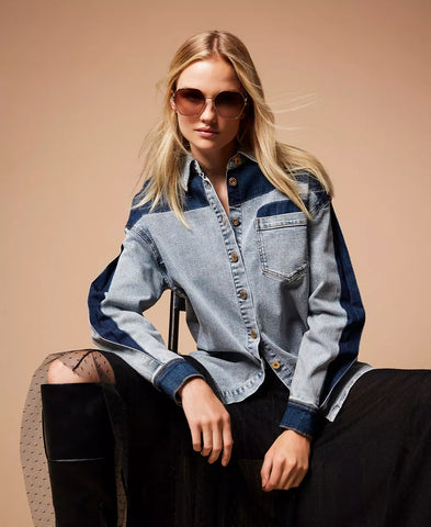 Camicia in jeans bicolore | TWINSET - PMC Portici

