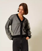 Cardigan in maglia doppiata in tulle | TWINSET - PMC Portici

