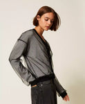 Cardigan in maglia doppiata in tulle | TWINSET - PMC Portici

