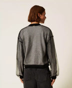 Cardigan in maglia doppiata in tulle | TWINSET - PMC Portici

