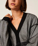 Cardigan in maglia doppiata in tulle | TWINSET - PMC Portici

