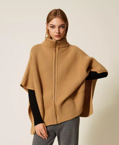 Poncho in maglia con zip | TWINSET - PMC Portici