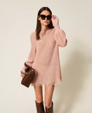 Maglia a lupetto con frange e perle