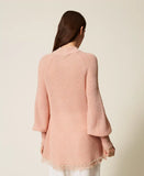 Maglia a lupetto con frange e perle