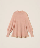 Maglia a lupetto con frange e perle