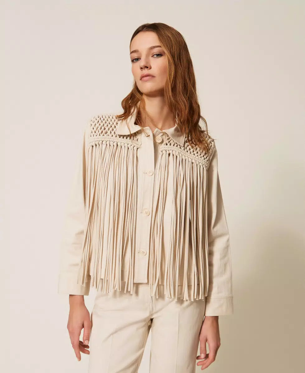Giacca in bull con frange | TWINSET - PMC Portici


