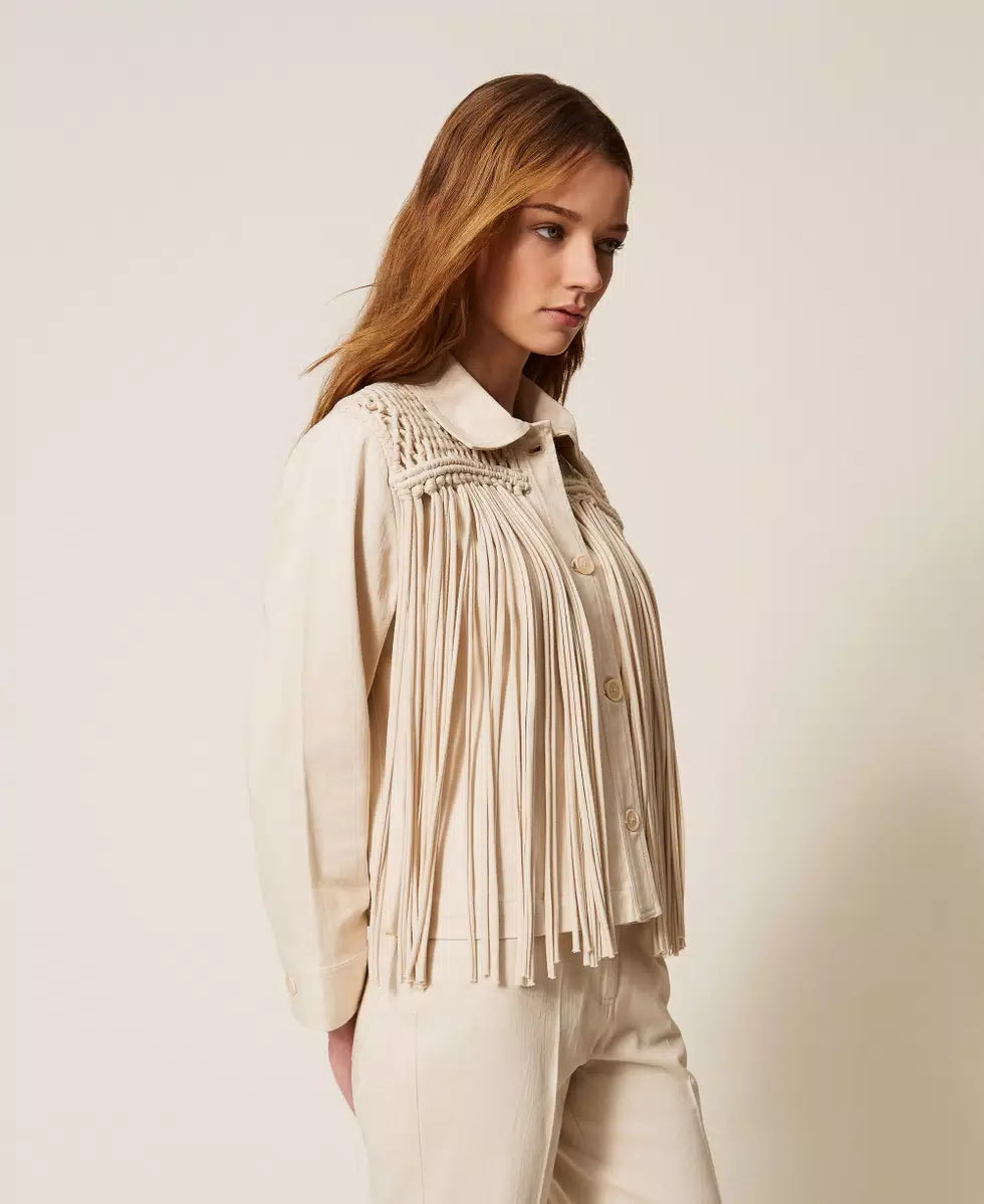 Giacca in bull con frange | TWINSET - PMC Portici

