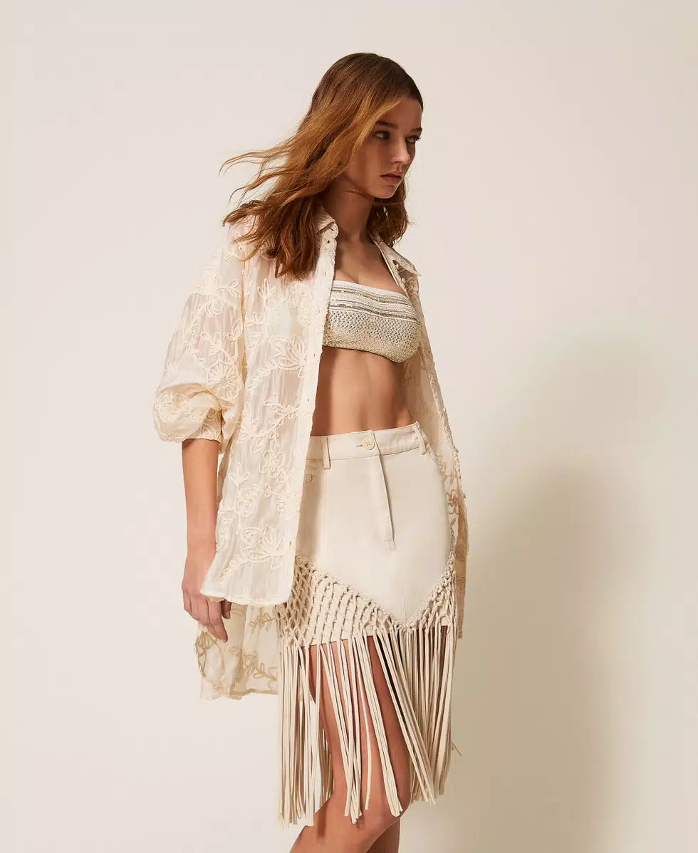 Minigonna in bull con frange | TWINSET - PMC Portici