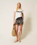 Shorts in misto lino stampato | TWINSET - PMC Portici