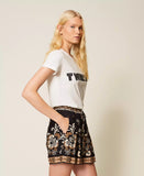 Shorts in misto lino stampato | TWINSET - PMC Portici