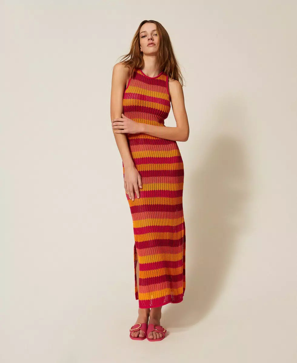 Abito lungo in maglia a righe | TWINSET - PMC Portici

