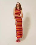 Abito lungo in maglia a righe | TWINSET - PMC Portici

