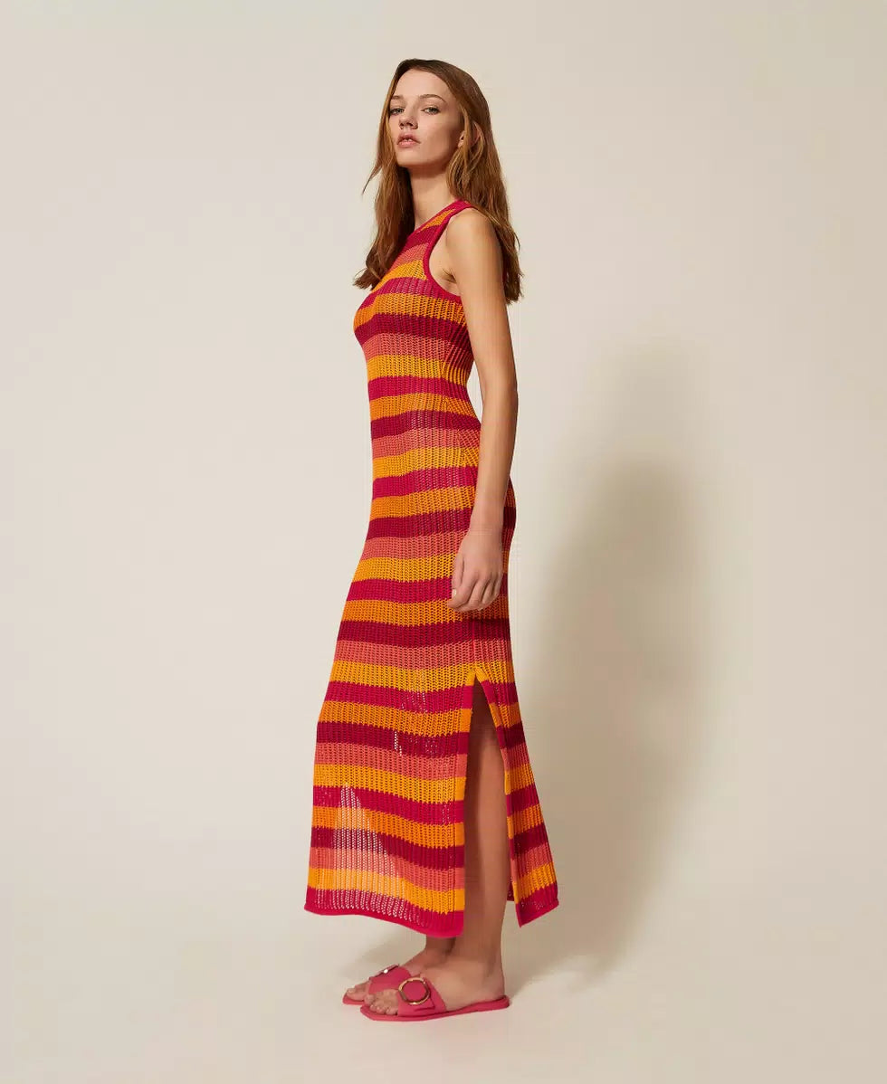 Abito lungo in maglia a righe | TWINSET - PMC Portici

