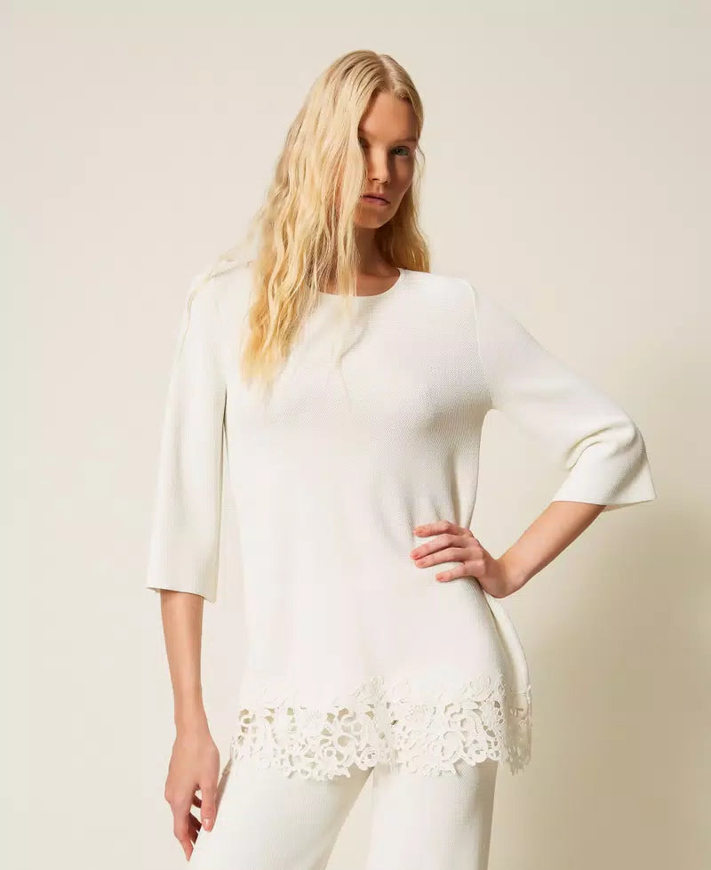 Maxi maglia con pizzo | TWINSET - PMC Portici