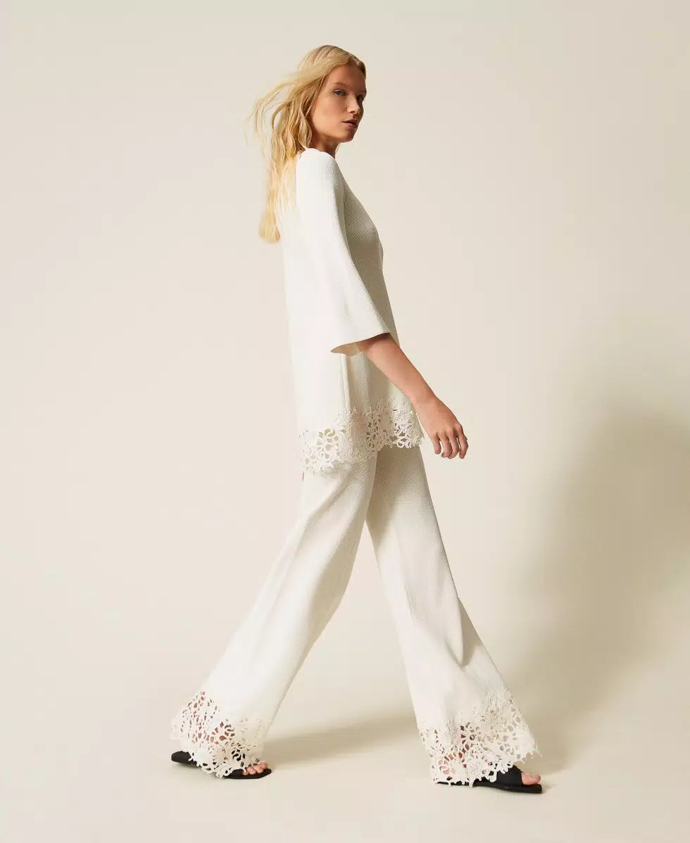 Pantaloni in maglia con pizzo | TWINSET - PMC Portici