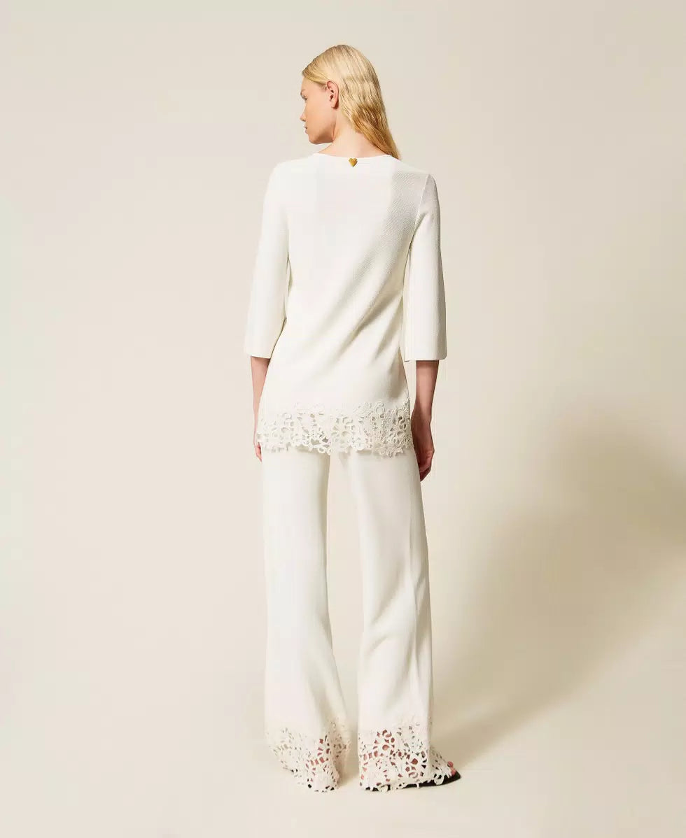 Pantaloni in maglia con pizzo | TWINSET - PMC Portici