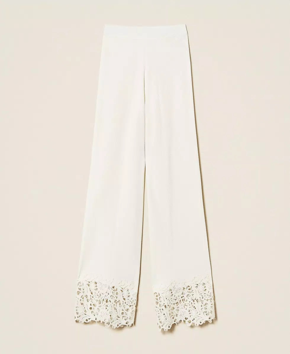 Pantaloni in maglia con pizzo | TWINSET - PMC Portici