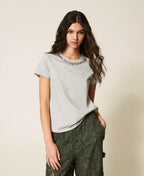 T-shirt fitted con ricamo di cabochon | TWINSET - PMC Portici