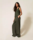 Pantaloni in twill con strass | TWINSET - PMC Portici

