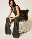 Pantaloni in twill con strass | TWINSET - PMC Portici

