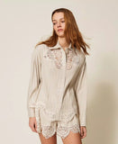 Camicia in misto lino jacquard con pizzo | TWINSET - PMC Portici